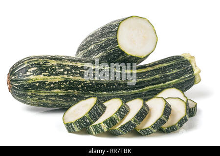 two green zucchini isolated on white background Stock Photo