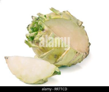 fresh cabbage kohlrabi isolated on white background closeup Stock Photo
