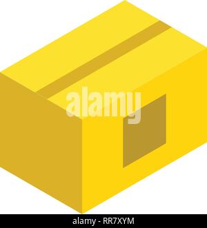 Yellow carton box icon, isometric style Stock Vector