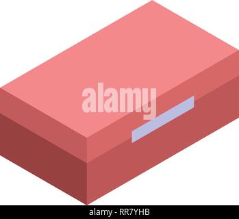 Red tool box icon, isometric style Stock Vector