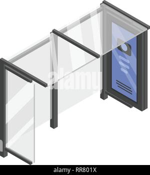 Glass bus stop icon, isometric style Stock Vector