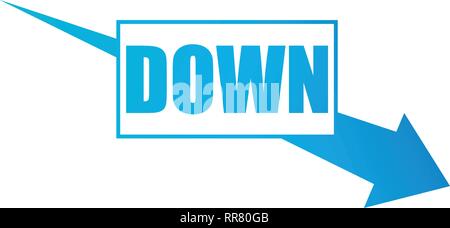 Arrow pointing downwards showing business crisis. Vector illustration isolated on white Stock Vector