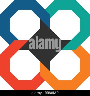 Business Infographic Template. Modern octagonal Infographics Timeline Design Template with 4 options or steps. Vector Illustration isolated on white. Stock Vector