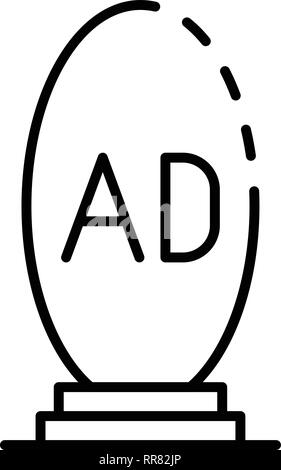 Oval ad lightbox icon, outline style Stock Vector