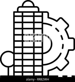 City architectural building icon, outline style Stock Vector