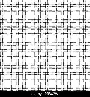 Minimal monochrome black white seamless tartan check plaid pixel pattern for fabric designs. Gingham vichy pattern background. eps10 Stock Vector