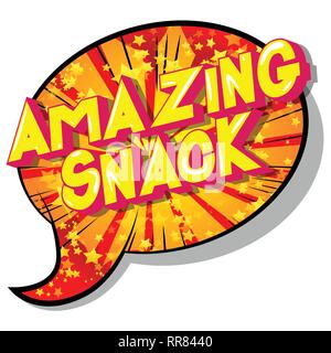 Amazing Snack - Vector illustrated comic book style phrase on abstract background. Stock Vector