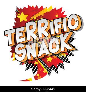 Terrific Snack - Vector illustrated comic book style phrase on abstract background. Stock Vector