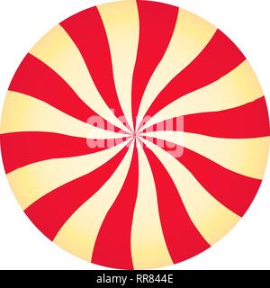 Peppermint cream candy. Spiral red and yellow form. Sweet shop design. Vector illustration isolated on white. Stock Vector