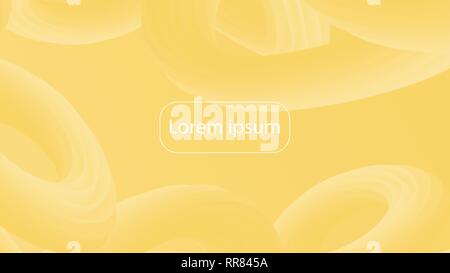 Futuristic gradient geometric background. Liquid color wallpaper design. 3d wavy shapes abstract background. Vibrant flowing curves. Trendy yellow com Stock Vector