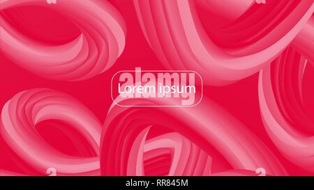 Futuristic crimson gradient geometric background. Liquid color wallpaper design. 3d wavy shapes abstract background. Vibrant flowing curves. Trendy br Stock Vector