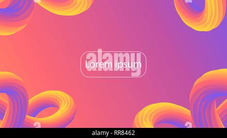 Futuristic gradient geometric background. Liquid color wallpaper design. 3d wavy shapes abstract background. Vibrant flowing curves. Trendy compositio Stock Vector