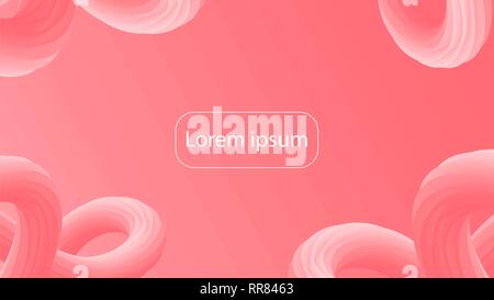 Futuristic living coral gradient geometric background. Liquid color wallpaper design. 3d wavy shapes abstract background. Vibrant flowing curves. Stock Vector
