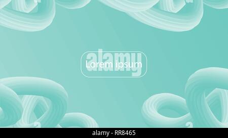 Futuristic light blue gradient geometric background. Liquid color wallpaper design. 3d wavy shapes abstract background. Vibrant flowing curves. Trendy Stock Vector