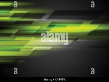 Tech dark background with green glowing light. Vector design Stock Vector