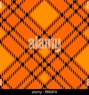 Minimal monochrome black orange seamless tartan check plaid pixel pattern for fabric designs. Gingham vichy pattern background. eps10 Stock Vector