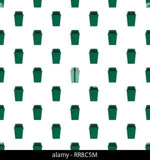 Green park garbage can pattern seamless vector repeat for any web design Stock Vector