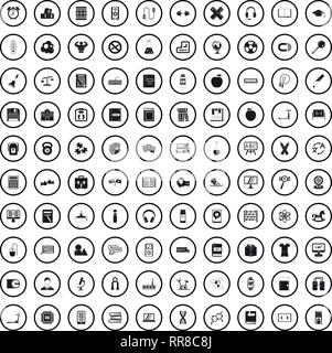 100 learning kids icons set, simple style  Stock Vector