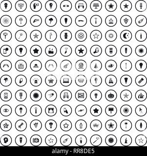 100 light icons set in simple style  Stock Vector