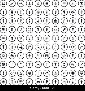 100 light source icons set, simple style  Stock Vector