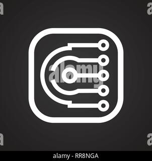 Electronic circuit icon on black background for graphic and web design, Modern simple vector sign. Internet concept. Trendy symbol for website design web button or mobile app. Stock Vector