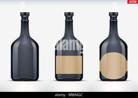 Rum bottle set mockup Stock Vector