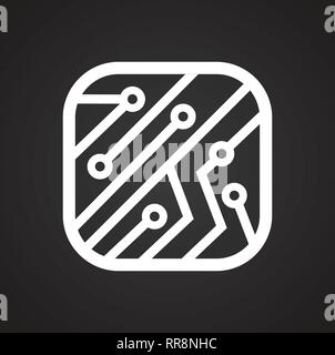 Electronic circuit icon on black background for graphic and web design, Modern simple vector sign. Internet concept. Trendy symbol for website design web button or mobile app. Stock Vector