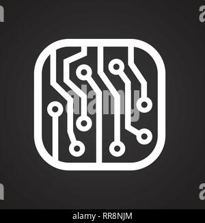 Electronic circuit icon on black background for graphic and web design, Modern simple vector sign. Internet concept. Trendy symbol for website design web button or mobile app. Stock Vector