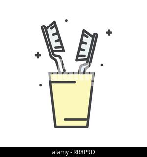 Tooth brushes line icon on white background for graphic and web design, Modern simple vector sign. Internet concept. Trendy symbol for website design web button or mobile app. Stock Vector