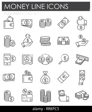 Cash back icons set. Outline set of cash back vector icons for web ...