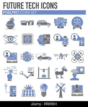 Future technologies icons set on white background for graphic and web design, Modern simple vector sign. Internet concept. Trendy symbol for website d Stock Vector