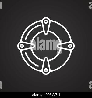 Life buoy line icon on black background for graphic and web design, Modern simple vector sign. Internet concept. Trendy symbol for website design web button or mobile app. Stock Vector