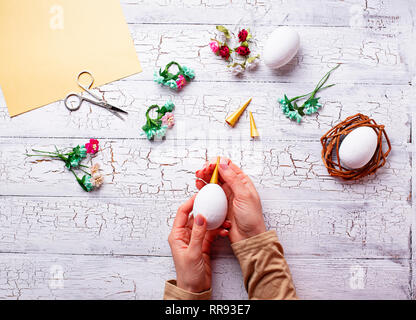 Eggs in shape of unicorn. Step by step. Stock Photo