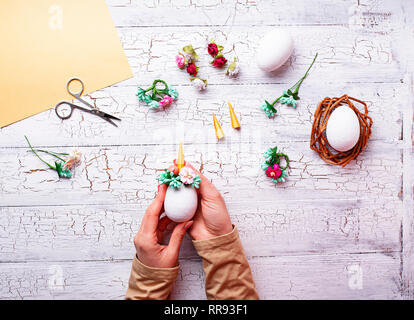 Eggs in shape of unicorn. Step by step. Stock Photo