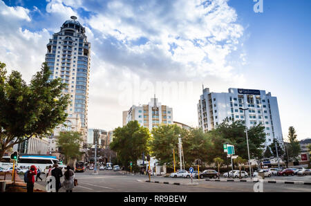 Johannesburg, South Africa, 15 November - 2018: View of city buildings and traffic intersection. Stock Photo