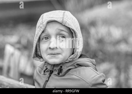 black and image of a smiling boy Stock Photo