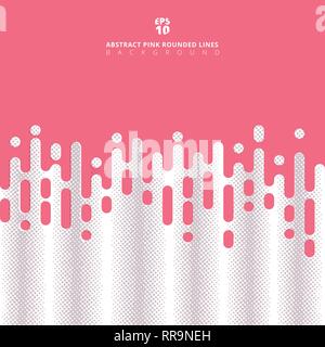 Abstract pink rounded lines halftone transition. Vector background illustration Stock Vector