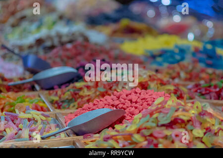 Abstract blur and de-focused colorful assorted candies for background Stock Photo