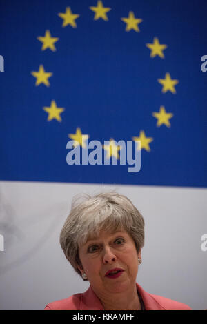 Prime Minister Theresa May speaks during a Cabinet meeting in Gateshead ...
