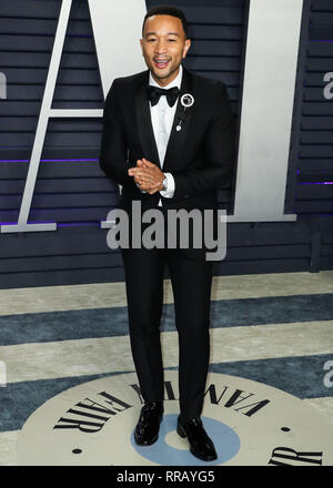 BEVERLY HILLS, LOS ANGELES, CA, USA - FEBRUARY 24: John Legend arrives at the 2019 Vanity Fair Oscar Party held at the Wallis Annenberg Center for the Performing Arts on February 24, 2019 in Beverly Hills, Los Angeles, California, United States. (Photo by Xavier Collin/Image Press Agency) Stock Photo