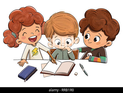 Children in class doing homework Stock Photo