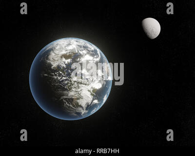 3D render of Moon and Earth in outer space -some elements of this image furnished by NASA Stock Photo