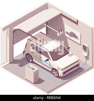 Isometric electric car EV car. vector illustration Stock Vector Image ...