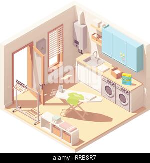 Vector isometric laundry room Stock Vector