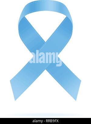 Realistic Blue Ribbon. World Prostate Cancer Day Concept Isolated On A White Background. Vector Illustration. Stock Vector