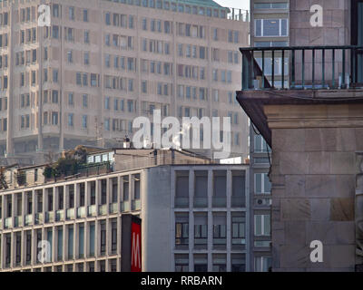 Modern architecture of Milan (Italy), Torre Velasca (Velasca Tower) facade on background Stock Photo