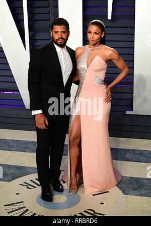 Russell Wilson and Ciara attending the Vanity Fair Oscar Party held at the Wallis Annenberg Center for the Performing Arts in Beverly Hills, Los Angeles, California, USA. Stock Photo