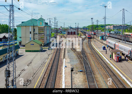 Railway station in the town of Mariinsk on the Trans-Siberian railway Magistral, Kemerovo region Stock Photo