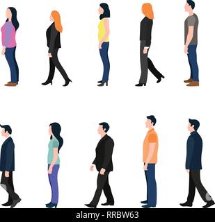 Group side silhouette men and women different culture and different ...