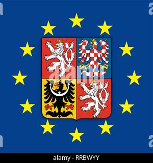 Austria coat of arms on the European Union flag, vector illustration Czech Republic coat of arms on the European Union flag, vector illustration Stock Vector